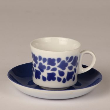Arabia Varpu coffee cup, blown decoration, blue, retro