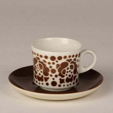 Arabia BR coffee cup, blown decoration, brown, retro