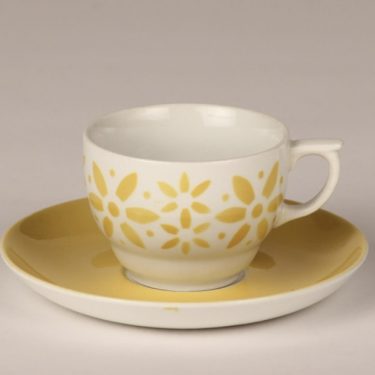 Arabia Armi coffee cup, blown decoration, yellow, retro