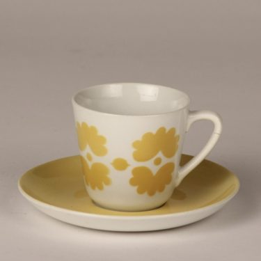 Arabia OT2 coffee cup, blown decoration, yellow, retro