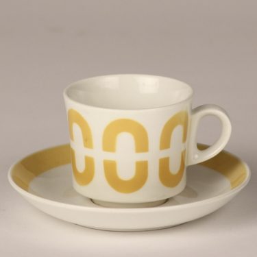 Arabia BR coffee cup, blown decoration, yellow, retro