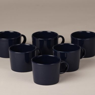 Arabia Teema coffee cups, blue, 6 pcs, designer Kaj Franck, glazed