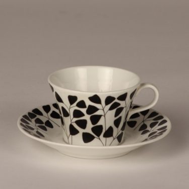 Arabia Lutukka coffee cup, black and white, designer Esteri Tomula