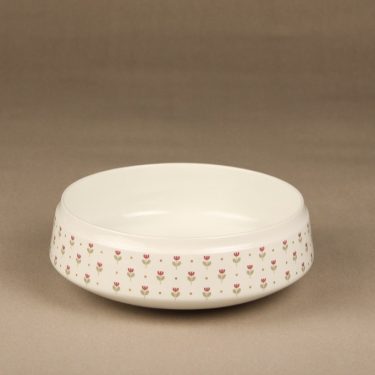 Arabia Miniflora bowl, white, designer Esteri Tomula, silk screening, flower theme