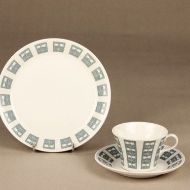 Arabia Hilppa coffee cup, saucer and plate, Esteri Tomula