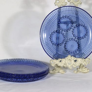 Riihimäen lasi Grapponia lautaset, sininen, 4 kpl, suunnittelija Nanny Still,