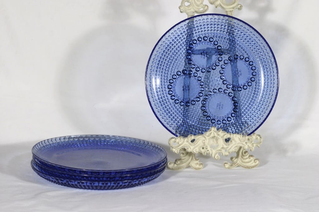 Riihimäen lasi Grapponia plates, blue, 4 pcs, designer Nanny Still