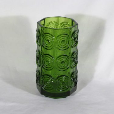 Riihimäen lasi Rengas maljakko, vihreä, suunnittelija Tamara Aladin,