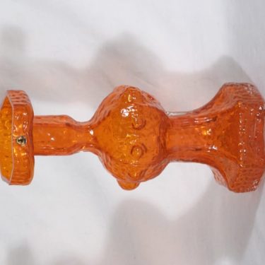 Riihimäen lasi Candida kynttilänjalka, oranssi, suunnittelija Nanny Still,