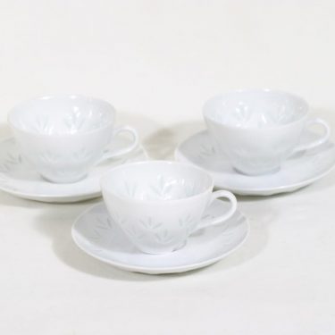 Arabia Lehti mocka cups, porcelain, 3 pcs, designer Friedl Holzer-Kjellberg, 8 cl, signed