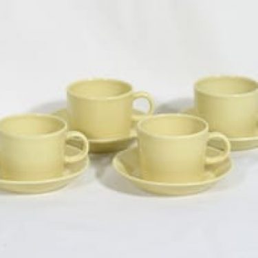 Arabia Teema kahvikupit, keltainen, 4 kpl, suunnittelija Kaj Franck,