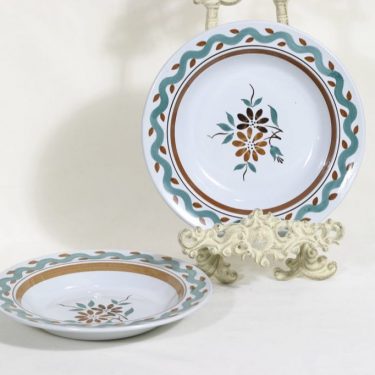 Arabia soup plates, 2 pcs, hand-painted, flower decorative