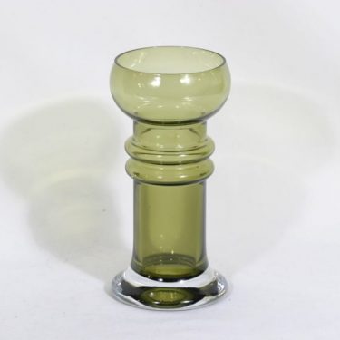 Riihimäen lasi Kielo maljakko, oliivinvihreä, suunnittelija Tamara Aladin,