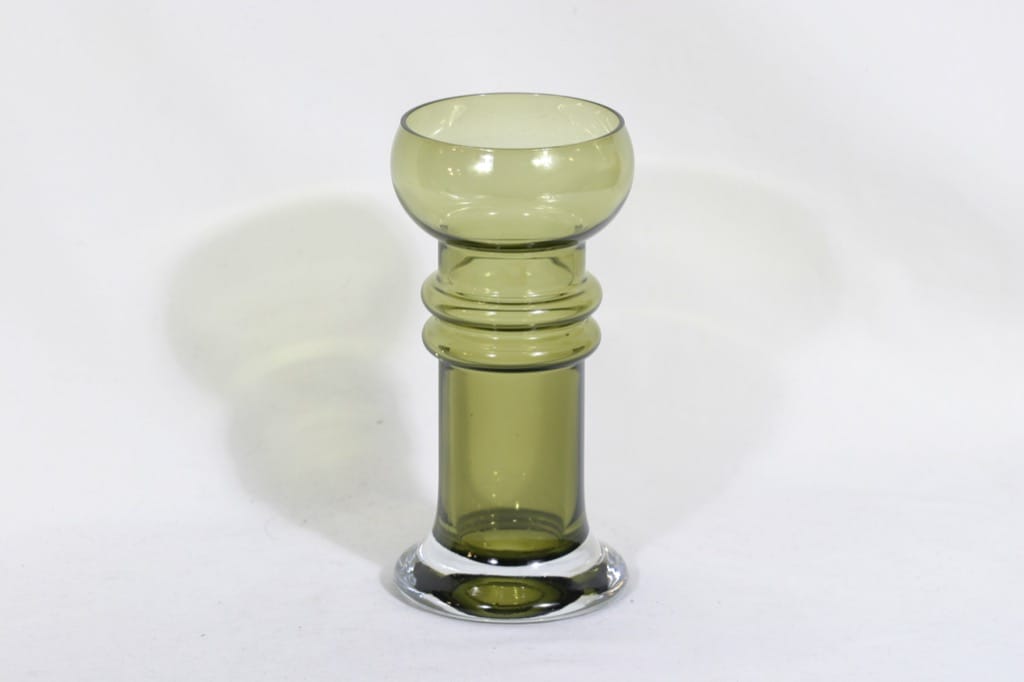 Riihimäen lasi Kielo maljakko, oliivinvihreä, suunnittelija Tamara Aladin,