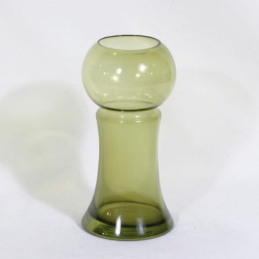Riihimäen lasi Sirkka maljakko, oliivinvihreä, suunnittelija Tamara Aladin,
