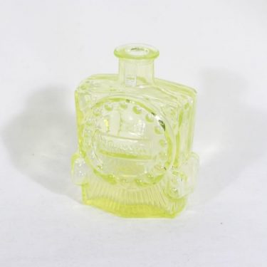 Riihimäen lasi Veturipullo koristepullo, keltainen, suunnittelija Erkkitapio Siiroinen, pieni