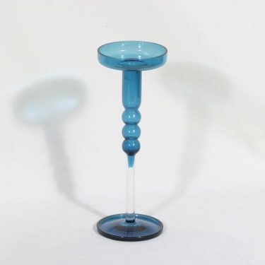 Riihimäen lasi Tzarina kynttilänjalka, sininen, suunnittelija Nanny Still, signeerattu