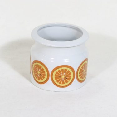 Arabia Pomona purnukka, appelsiini, suunnittelija Raija Uosikkinen, appelsiini, serikuva