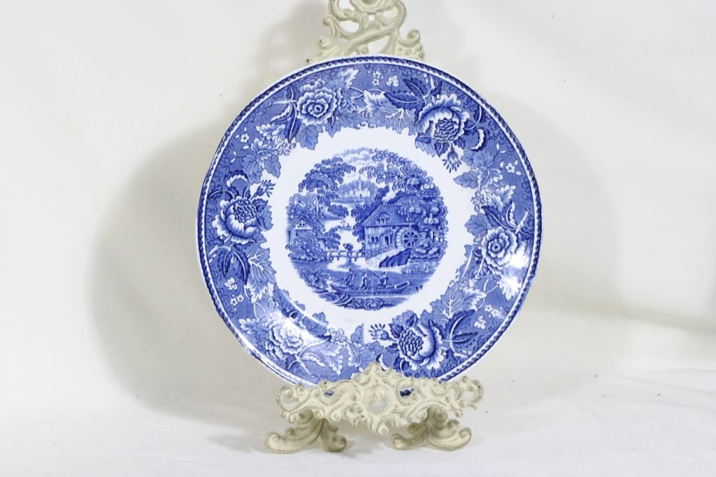 Arabia Maisema platter, blue, copper ornament