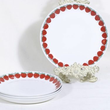 Arabia Pomona plates, strawberry, 4 pcs, designer Raija Uosikkinen, silk screening