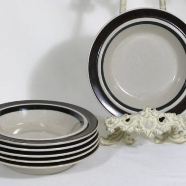 Arabia Ruija soup plates, 6 pcs, designer Raija Uosikkinen, hand painted