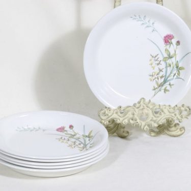 Arabia Pellervo lautaset, pieni, 6 kpl, suunnittelija Raija Uosikkinen, pieni, matala, siirtokuva