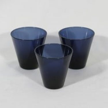 Nuutajärvi Kartio lasit, sininen, 3 kpl, suunnittelija Kaj Franck,