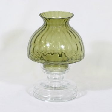 Riihimäen lasi Apollo kynttilälyhty, oliivinvihreä, suunnittelija Nanny Still, rihlakoriste