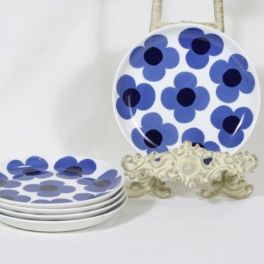 Arabia Aurinko leivoslautaset, 5 kpl, suunnittelija Esteri Tomula, serikuva, retro