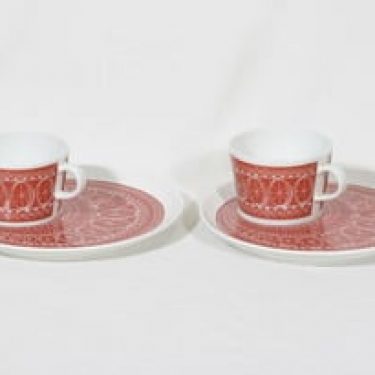 Arabia Susan kuppi ja lautanen, punainen, 2 kpl, suunnittelija , serikuva