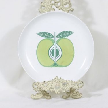Arabia Pomona lautanen, omena, suunnittelija Raija Uosikkinen, omena, serikuva, retro