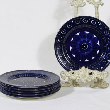 Arabia Valencia lautaset, käsinmaalattu, 6 kpl, suunnittelija Ulla Procope, käsinmaalattu, signeerattu