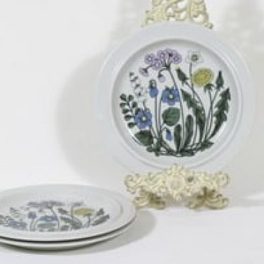 Arabia Flora lautaset, matala, 3 kpl, suunnittelija Esteri Tomula, matala, serikuva