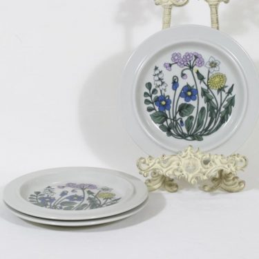 Arabia Flora lautaset, matala, 3 kpl, suunnittelija Esteri Tomula, matala, pieni, serikuva