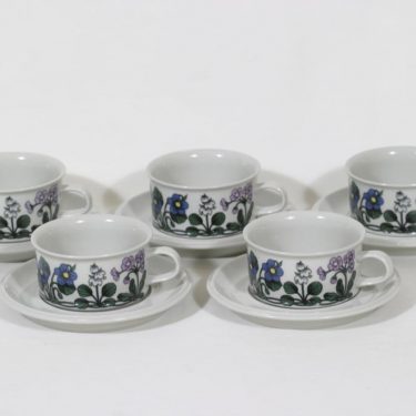 Arabia Flora teekupit, 5 kpl, suunnittelija Esteri Tomula, serikuva