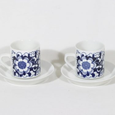 Arabia Gardenia kahvikupit, sininen, 2 kpl, suunnittelija Esteri Tomula, serikuva