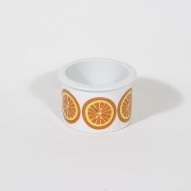Arabia Pomona purnukka, appelsiini, suunnittelija Raija Uosikkinen, appelsiini, serikuva, retro