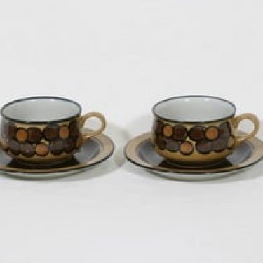 Arabia Kalevala teekupit, käsinmaalattu, 2 kpl, suunnittelija Anja Jaatinen-Winquist, käsinmaalattu, signeerattu, retro