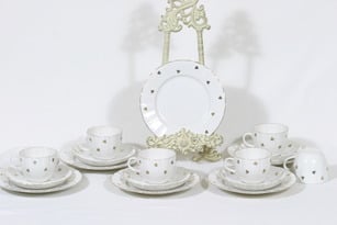 Arabia Hippu kahvikupit ja lautaset, 6 kpl, suunnittelija , painokoriste