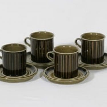 Arabia Kosmos kahvikupit, 4 kpl, suunnittelija Gunvor Olin-Grönqvist, puhalluskoriste, retro