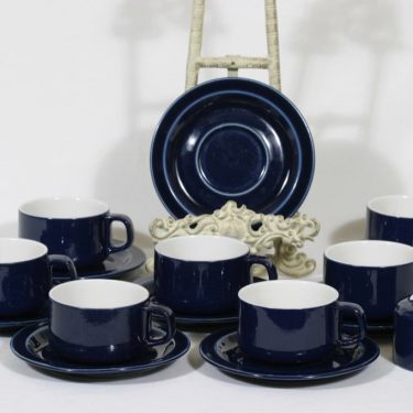 Arabia GB teekupit, sininen, 8 kpl, suunnittelija , koristelematon