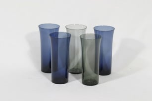 Nuutajärvi Trumpetti lasit, eri värejä, 5 kpl, suunnittelija Kaj Franck,