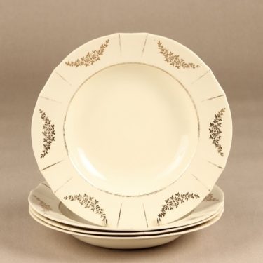Arabia Irja soup plates, 4 pcs, gold ornaments
