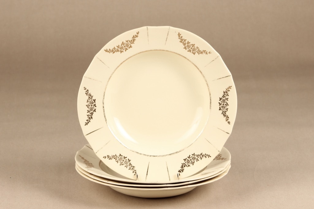 Arabia Irja soup plates, 4 pcs, gold ornaments