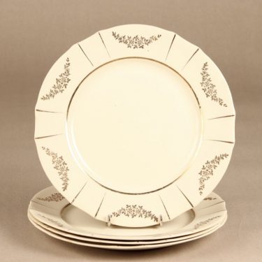 Arabia Irja lautaset, matala, 4 kpl, suunnittelija , matala, painettu, kultakoriste