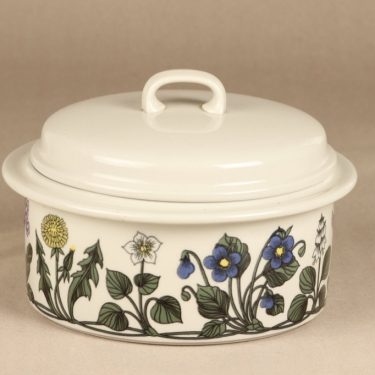 Arabia Flora oven pan, with lid, designer Esteri Tomula, silk screening