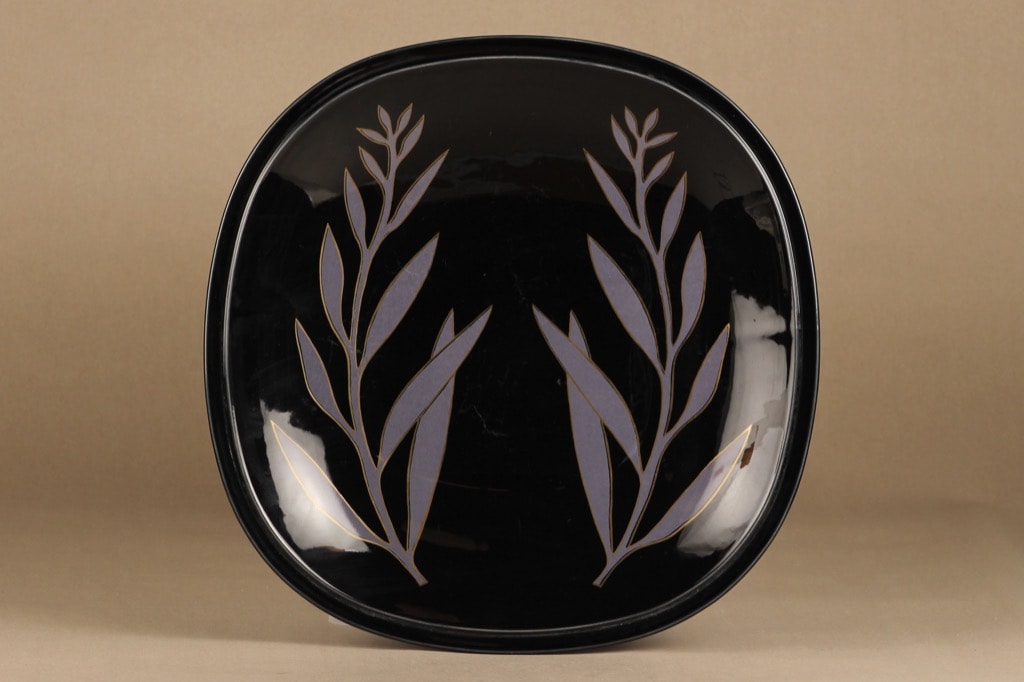 Arabia ceramics platter, black, designer Pauli Partanen