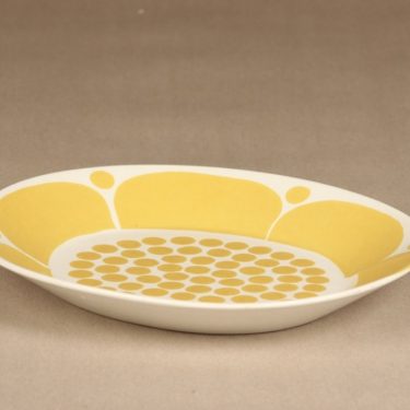 Arabia Sunnuntai lautanen, keltainen, suunnittelija Birger Kaipiainen, painokoriste