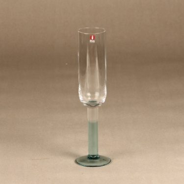 Iittala Mondo sparkling wine glass, clear, green, Kerttu Nurminen