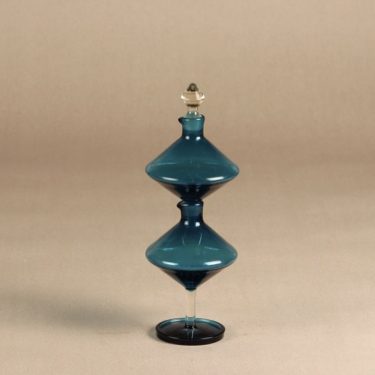 Riihimäen lasi Harlekiini etikka- ja öljykarahvi, sininen, 2 kpl, suunnittelija Nanny Still, 2-osainen